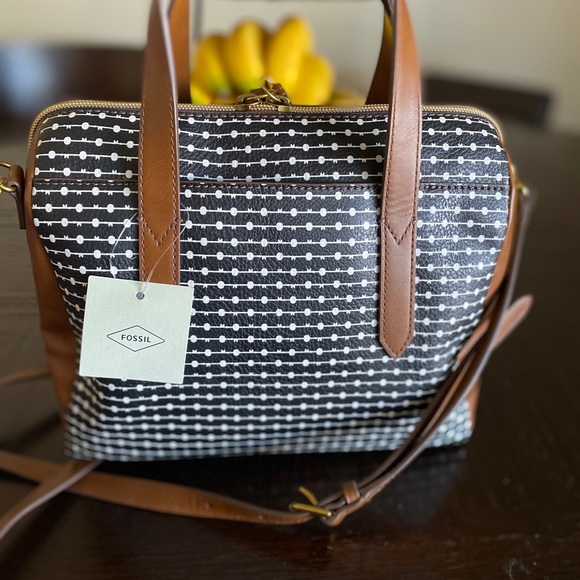 F o s s i l💐S y d n e y💐S a t c h e l blackwhite - Picture 2 of 5
